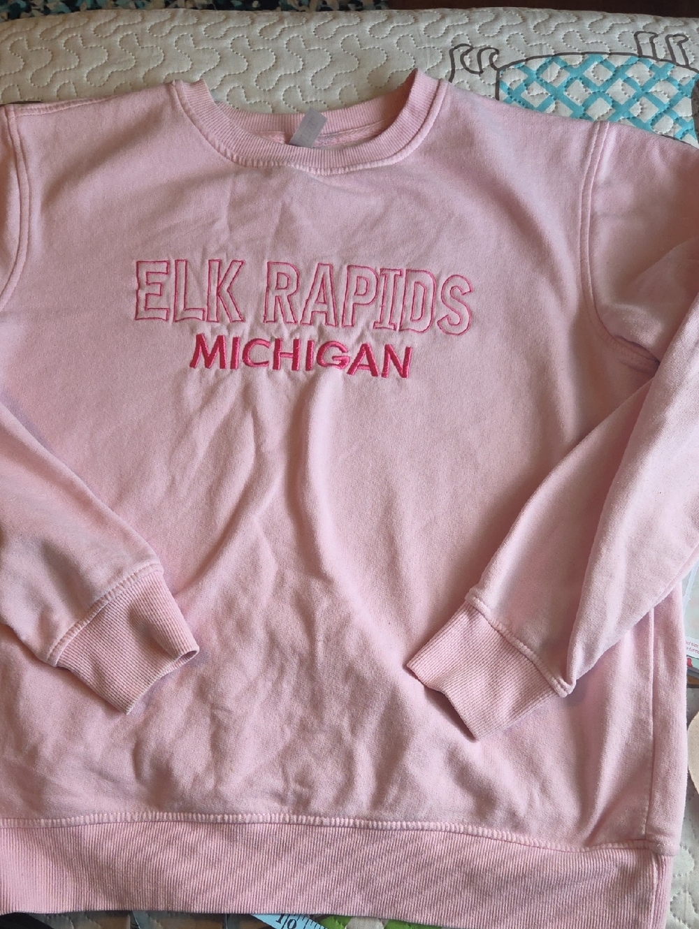 Elk Rapids Michigan Pink Crewneck Sweatshirt